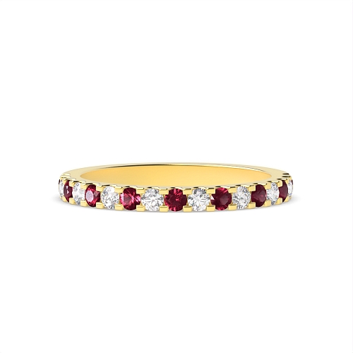 4 Prong Round Yellow Gold Alternate diamond and Lab Grown Diamond Rings