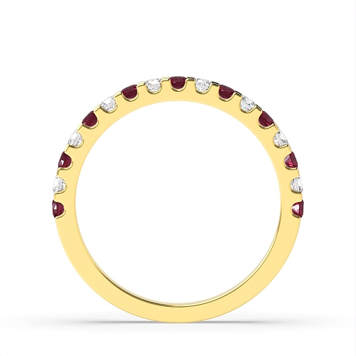 4 Prong Round Yellow Gold Alternate diamond and Lab Grown Diamond Rings