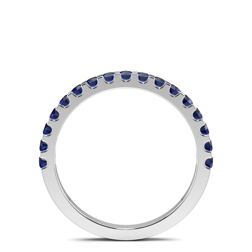 4 Prong Round micro Blue Sapphire Half Eternity Diamond Ring