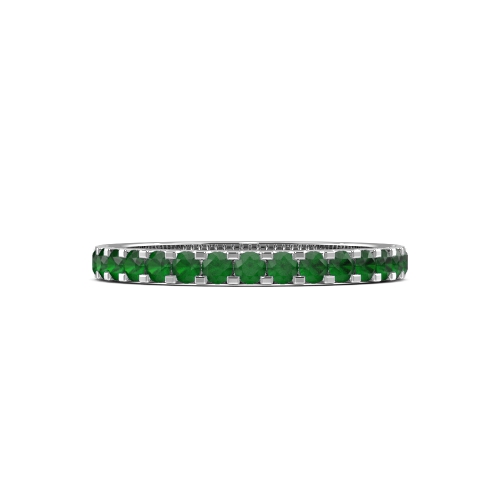 4 Prong Round micro Emerald Half Eternity Diamond Ring