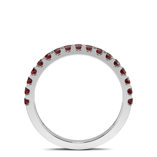 4 Prong Round micro Ruby Half Eternity Diamond Ring