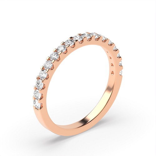 4 Prong Round Rose Gold Scallop Eternity Diamond Rings