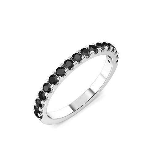 4 Prong Round Scallop Black Eternity Diamond Rings