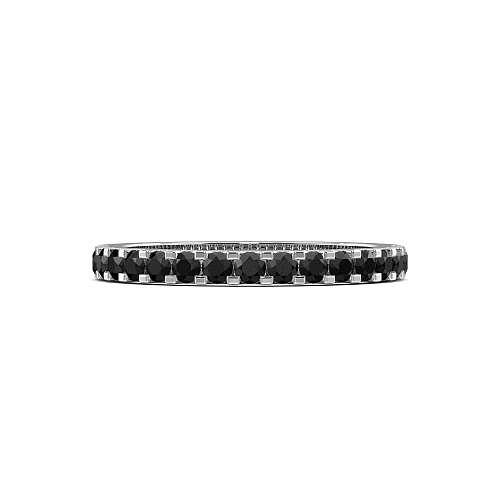 4 Prong Round Scallop Black Eternity Diamond Rings