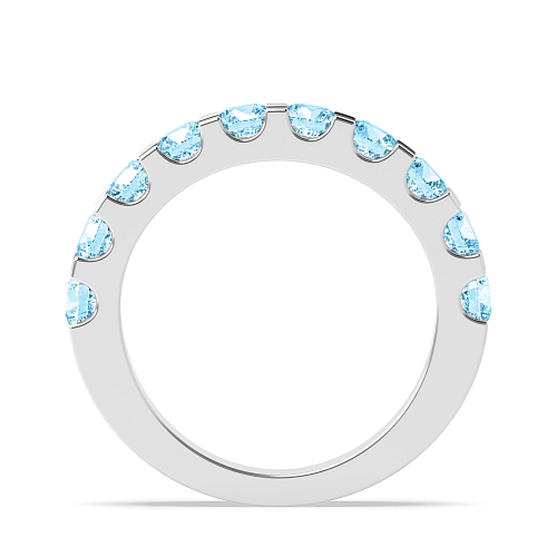 4 Prong Round Scallop Blue Lab Grown Diamond Rings