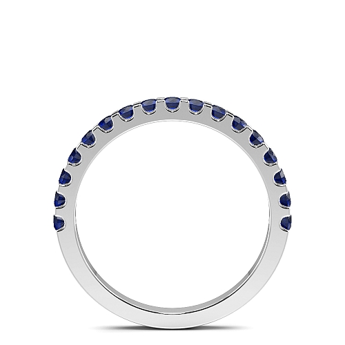 4 Prong Round Scallop Blue Sapphire Half Eternity Diamond Ring