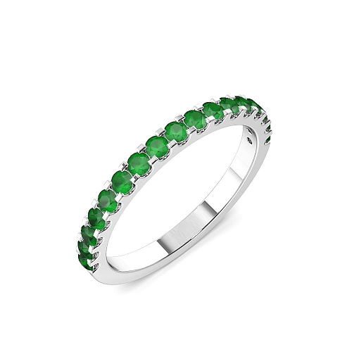 4 Prong Round Scallop Emerald Diamond Rings