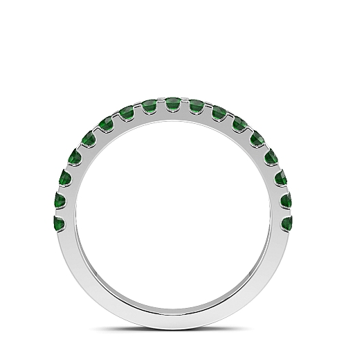 4 Prong Round Scallop Emerald Diamond Rings