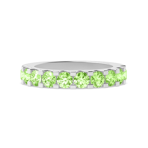 4 Prong Round Scallop Green Lab Grown Band Diamond Rings