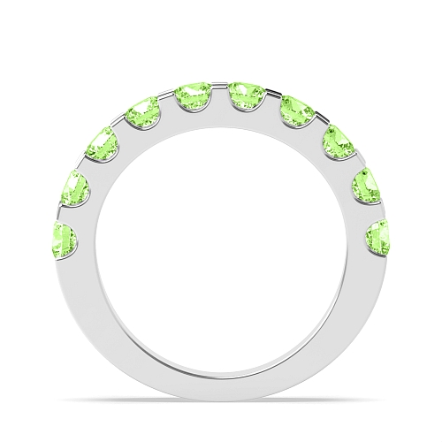 4 Prong Round Scallop Green Lab Grown Band Diamond Rings