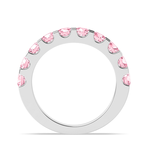 4 Prong Round Scallop Pink Lab Grown Band Diamond Rings