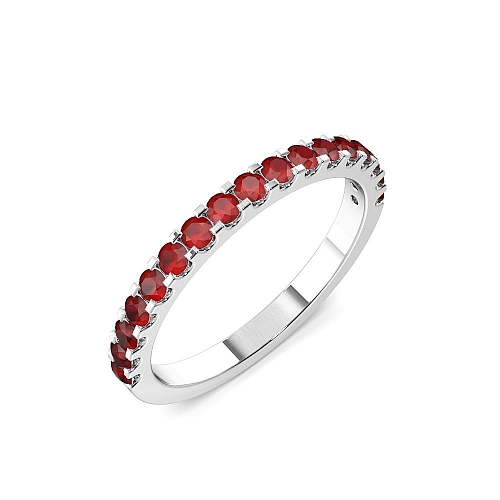 4 Prong Round Scallop Ruby Diamond Rings