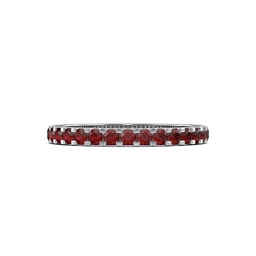 4 Prong Round Scallop Ruby Diamond Rings