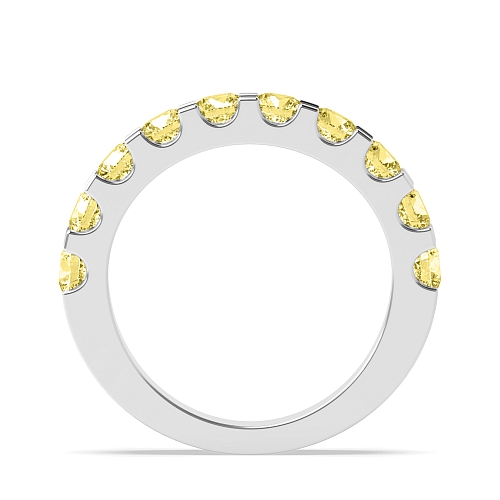 4 Prong Round Scallop Yellow Lab Grown Band Diamond Rings
