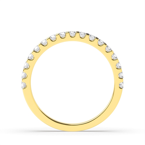 4 Prong Round Yellow Gold Scallop Half Eternity Wedding Band