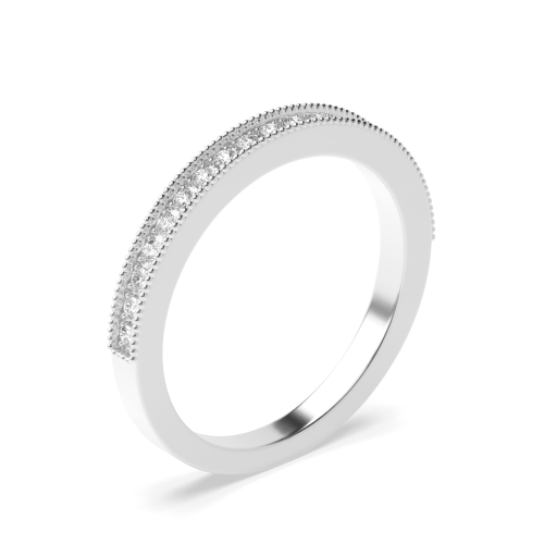 Pave Setting Round Miligrain Eternity Diamond Rings