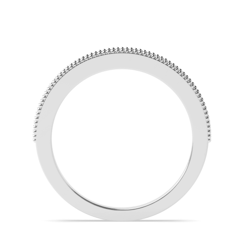 Pave Setting Round Platinum Miligrain Eternity Diamond Rings