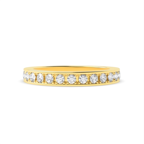 Pave Setting Round Yellow Gold Half Eternity Diamond Ring