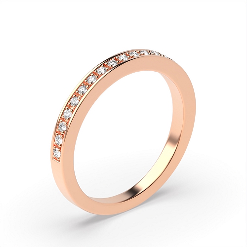 Pave Setting Round Rose Gold Spectra clasp Half Eternity Diamond Rings