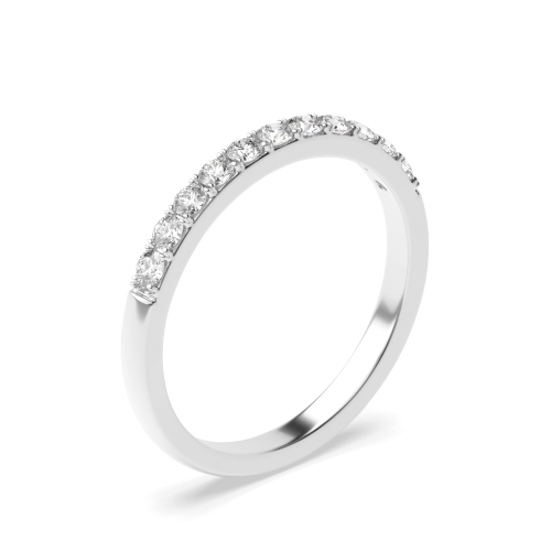 4 Prong Round Silver Half Eternity Diamond Rings