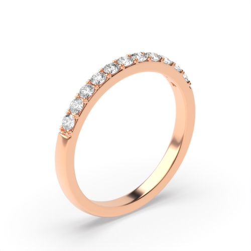 4 Prong Round Rose Gold Surface prongs Half Eternity Diamond Rings