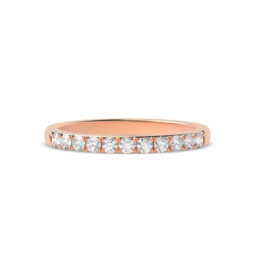 4 Prong Round Rose Gold Surface prongs Half Eternity Diamond Rings