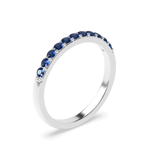 4 Prong Round Surface prongs Blue Sapphire Diamond Rings