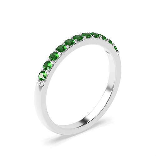4 Prong Round Surface prongs Emerald Diamond Rings