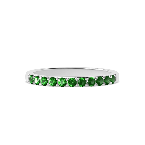 4 Prong Round Surface prongs Emerald Diamond Rings