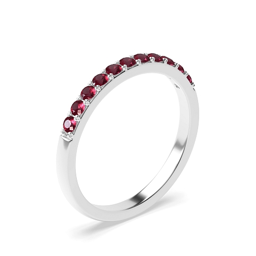 4 Prong Round Surface prongs Ruby Diamond Rings