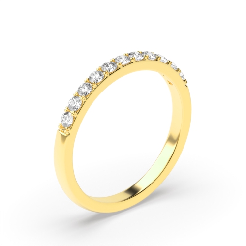 4 Prong Round Yellow Gold Surface prongs Band Diamond Rings