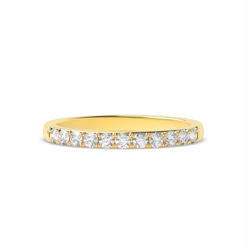 4 Prong Round Yellow Gold Surface prongs Band Diamond Rings