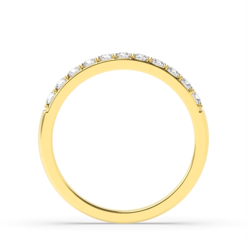 4 Prong Round Yellow Gold Surface prongs Band Diamond Rings
