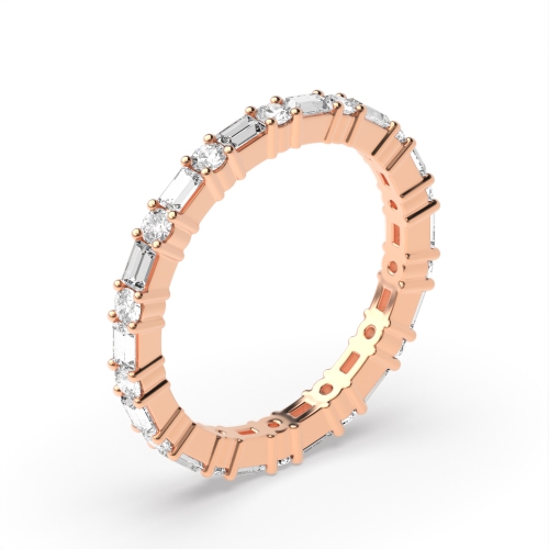 4 Prong Round/Baguette Rose Gold Zenith mosaic Full Eternity Diamond Rings