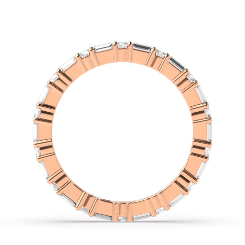 4 Prong Round/Baguette Rose Gold Zenith mosaic Full Eternity Diamond Rings