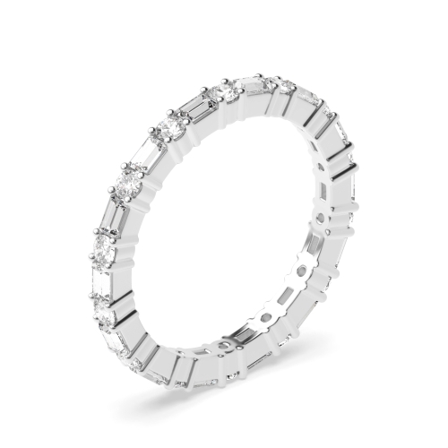 4 Prong Round/Baguette Zenith Mosaic Full Eternity Diamond Ring