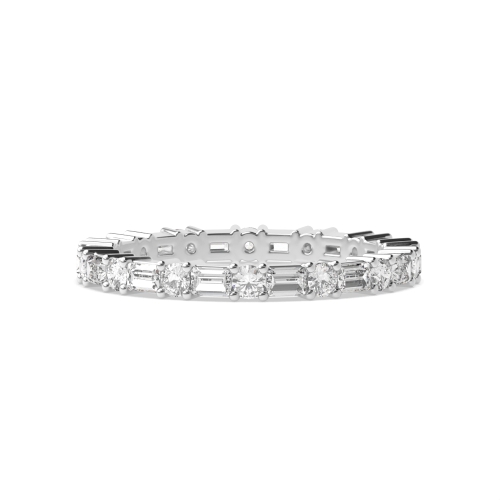 4 Prong Round/Baguette Zenith Mosaic Full Eternity Diamond Ring