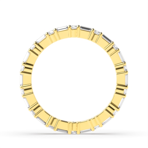 4 Prong Round/Baguette Yellow Gold Zenith mosaic Eternity Diamond Rings