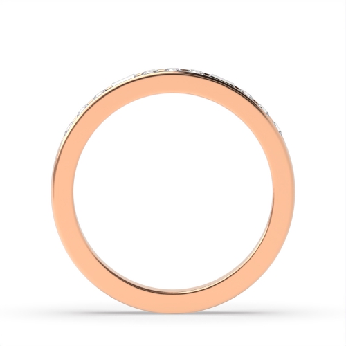 Channel Setting Round/Baguette Rose Gold Shimmer Eternity Diamond Rings