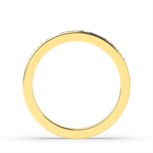 Channel Setting Round/Baguette Yellow Gold Shimmer Eternity Diamond Rings