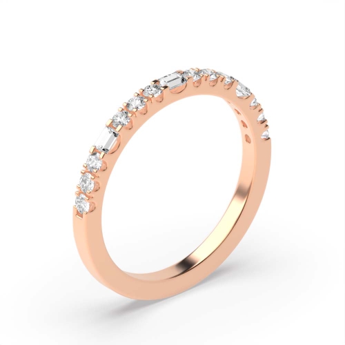 4 Prong Round/Baguette Rose Gold Twilight veil Eternity Diamond Rings