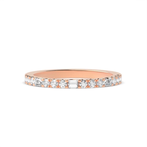 4 Prong Round/Baguette Rose Gold Twilight veil Eternity Diamond Rings