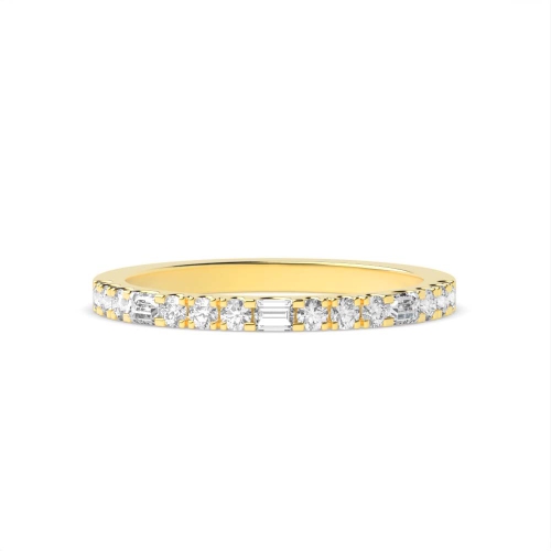 4 Prong Round/Baguette Yellow Gold Twilight veil Eternity Diamond Rings