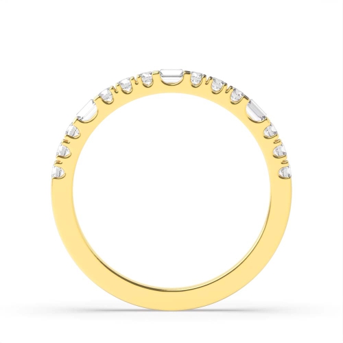 4 Prong Round/Baguette Yellow Gold Twilight veil Eternity Diamond Rings