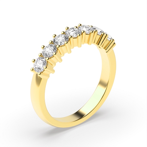 6 Prong Round Yellow Gold Solar bands Eternity Diamond Rings