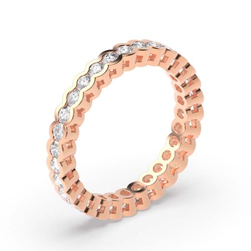 Bezel Setting Round Rose Gold Half bezel Eternity Diamond Rings