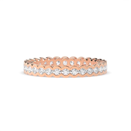 Bezel Setting Round Rose Gold Half bezel Eternity Diamond Rings