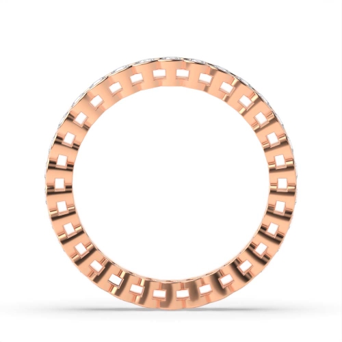 Bezel Setting Round Rose Gold Half bezel Eternity Diamond Rings