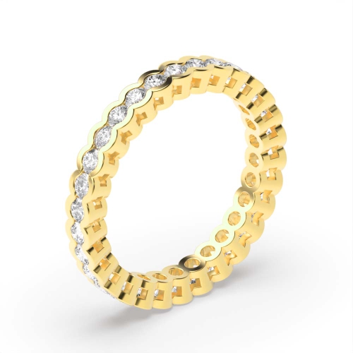 Bezel Setting Round Yellow Gold Half bezel Eternity Diamond Rings