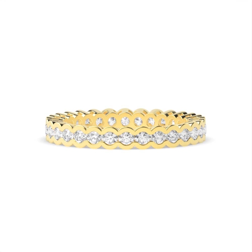 Bezel Setting Round Yellow Gold Half bezel Eternity Diamond Rings